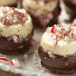 Chocolate Covered Peppermint Cheesecake Bites