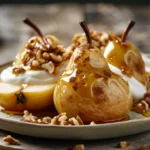 Hot Honey Roasted Pears With Yogurt