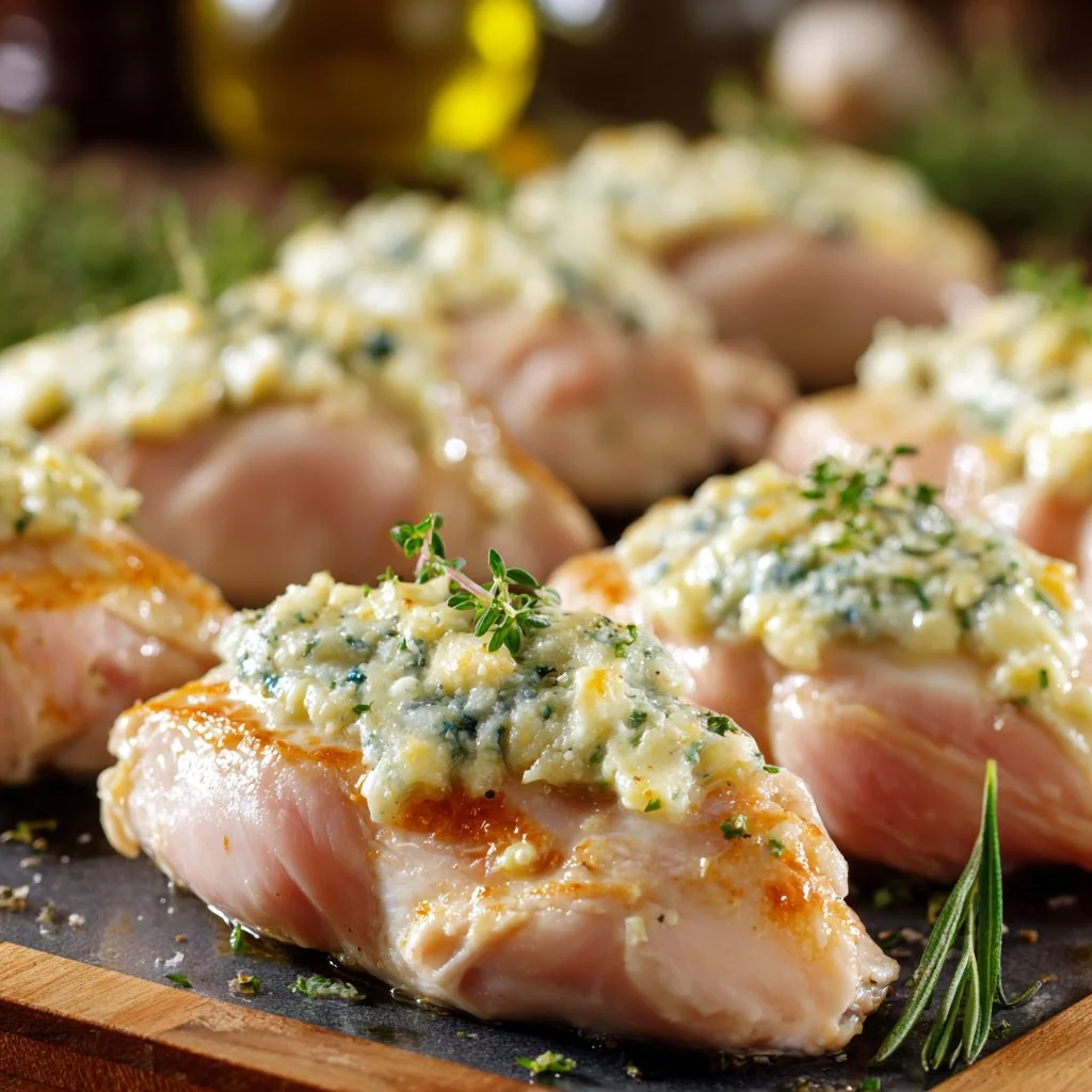 Melt-in-your-mouth chicken breast served with herbs and seasoning