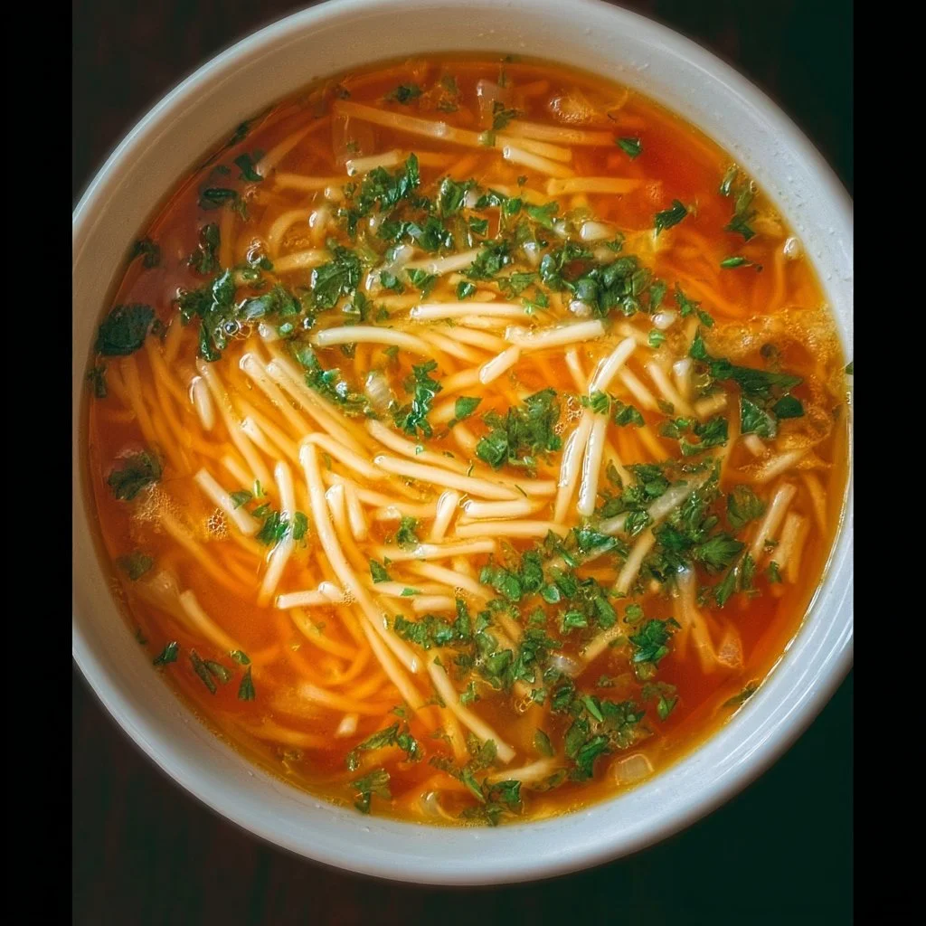 Delicious noodle soup in a bowl, perfect for any night dinner.