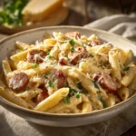 Delicious one pot pasta dish served in a vibrant bowl