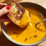 Bowl of protein-packed butternut squash soup garnished with herbs