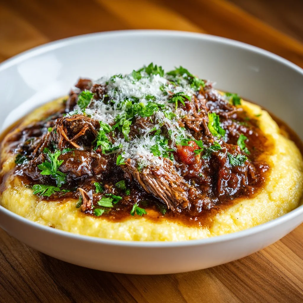 Delicious Short Rib Ragu served with Parmesan Mashed Potatoes