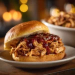 Zesty BBQ chicken cooked in a crockpot, served for a delicious meal.