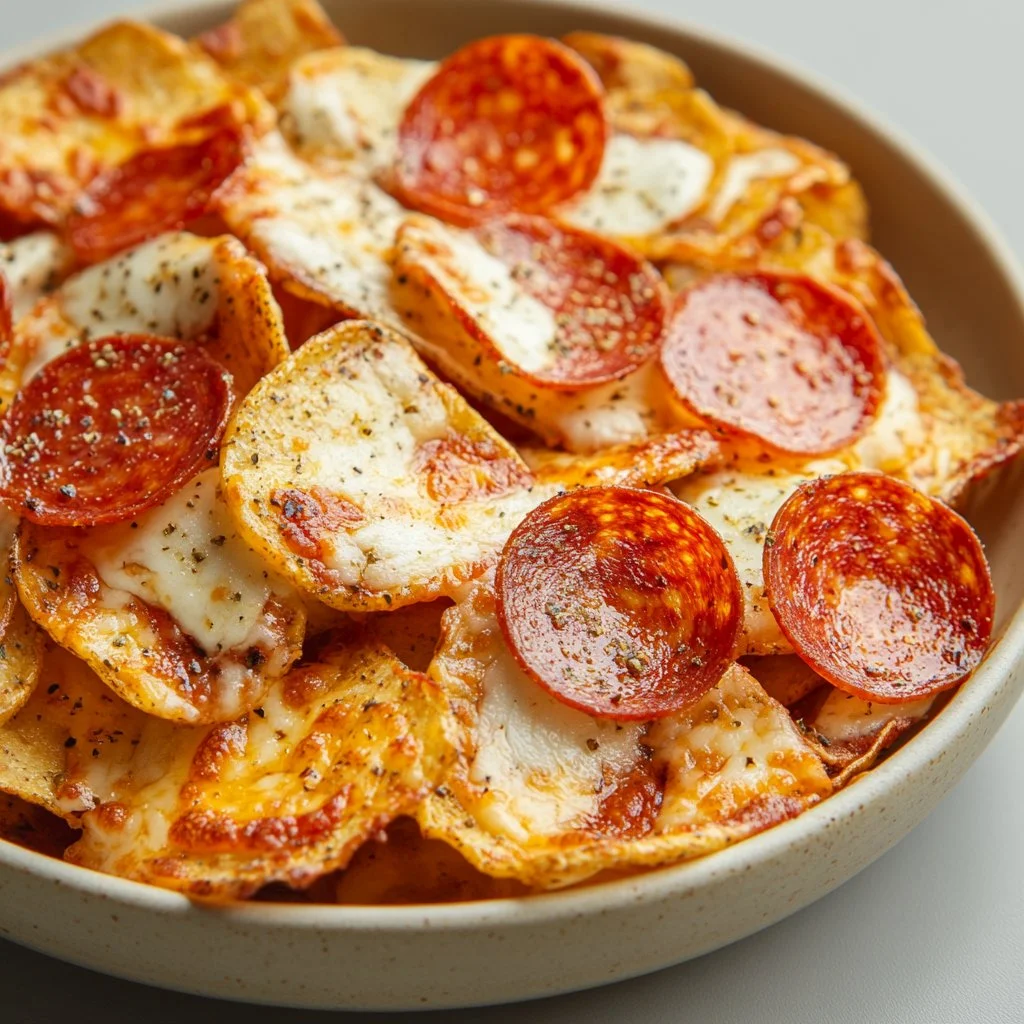 Homemade 2 ingredient pizza chips on a plate