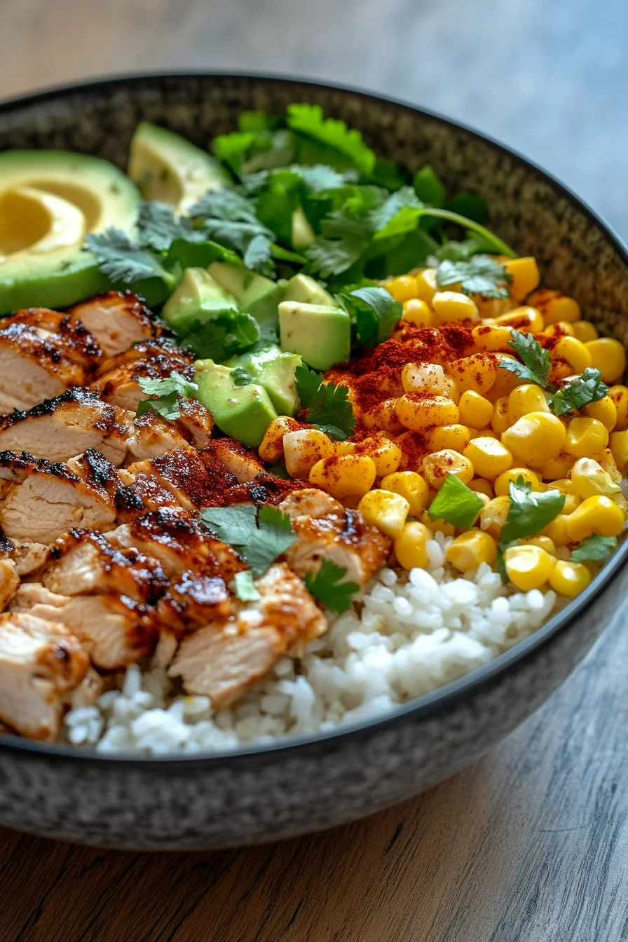 Street Corn Chicken Rice Bowl