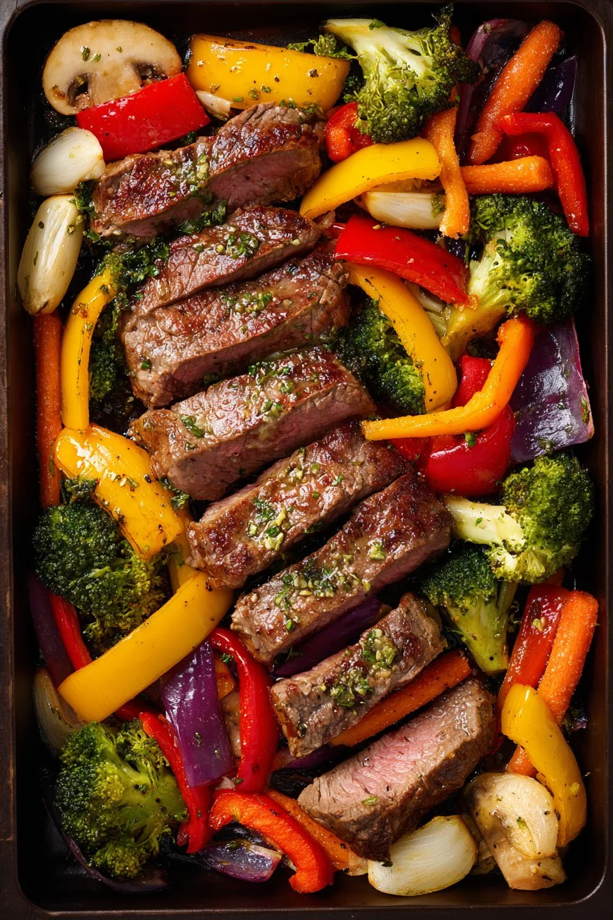 Sheet Pan Garlic Butter Steak & Veggies