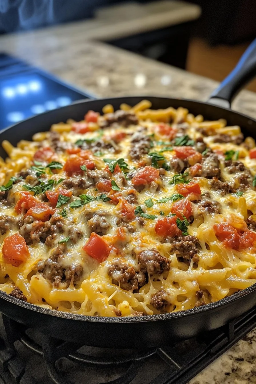Ultimate Loaded Cheeseburger Alfredo Pasta: Creamy Dinner