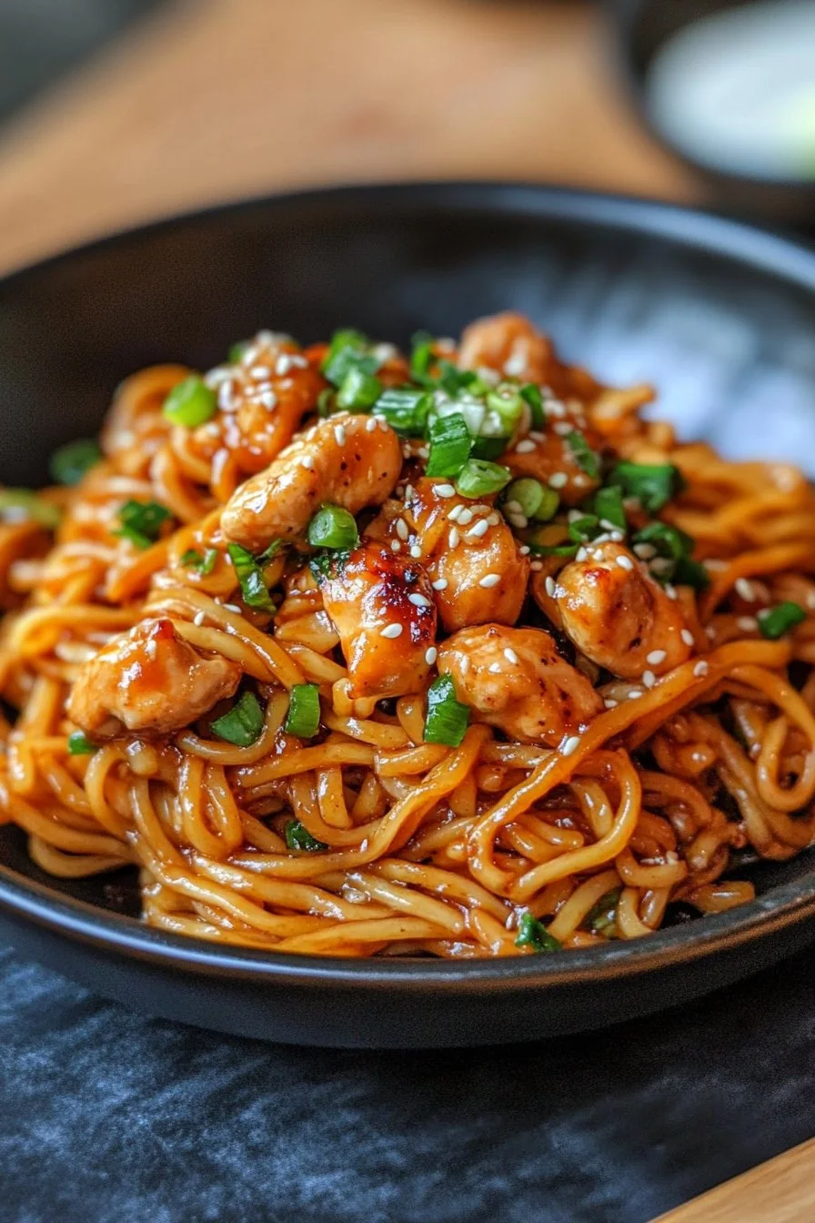 Sticky Garlic Chicken Noodles