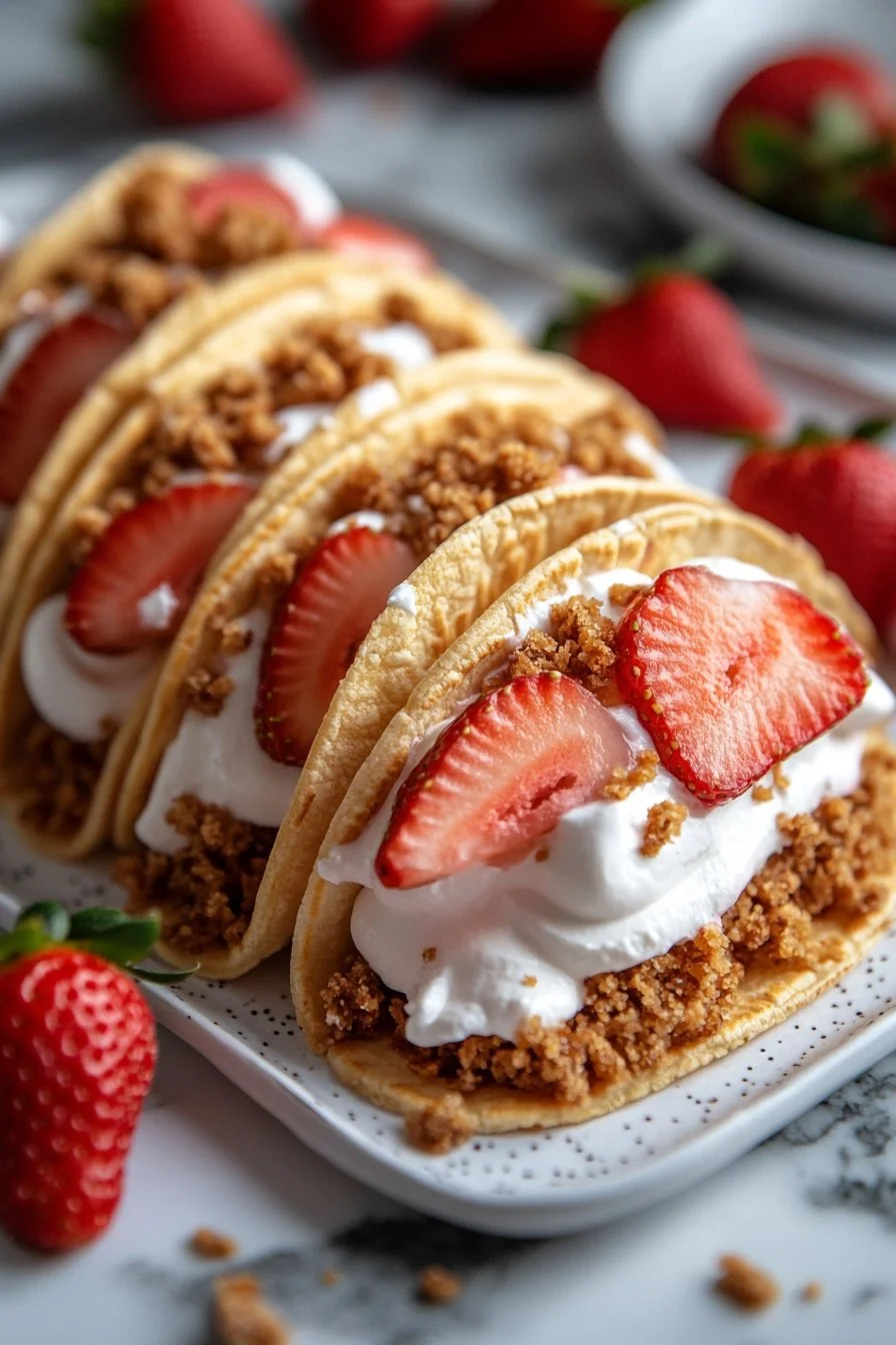 Strawberry Crunch Cheesecake Tacos