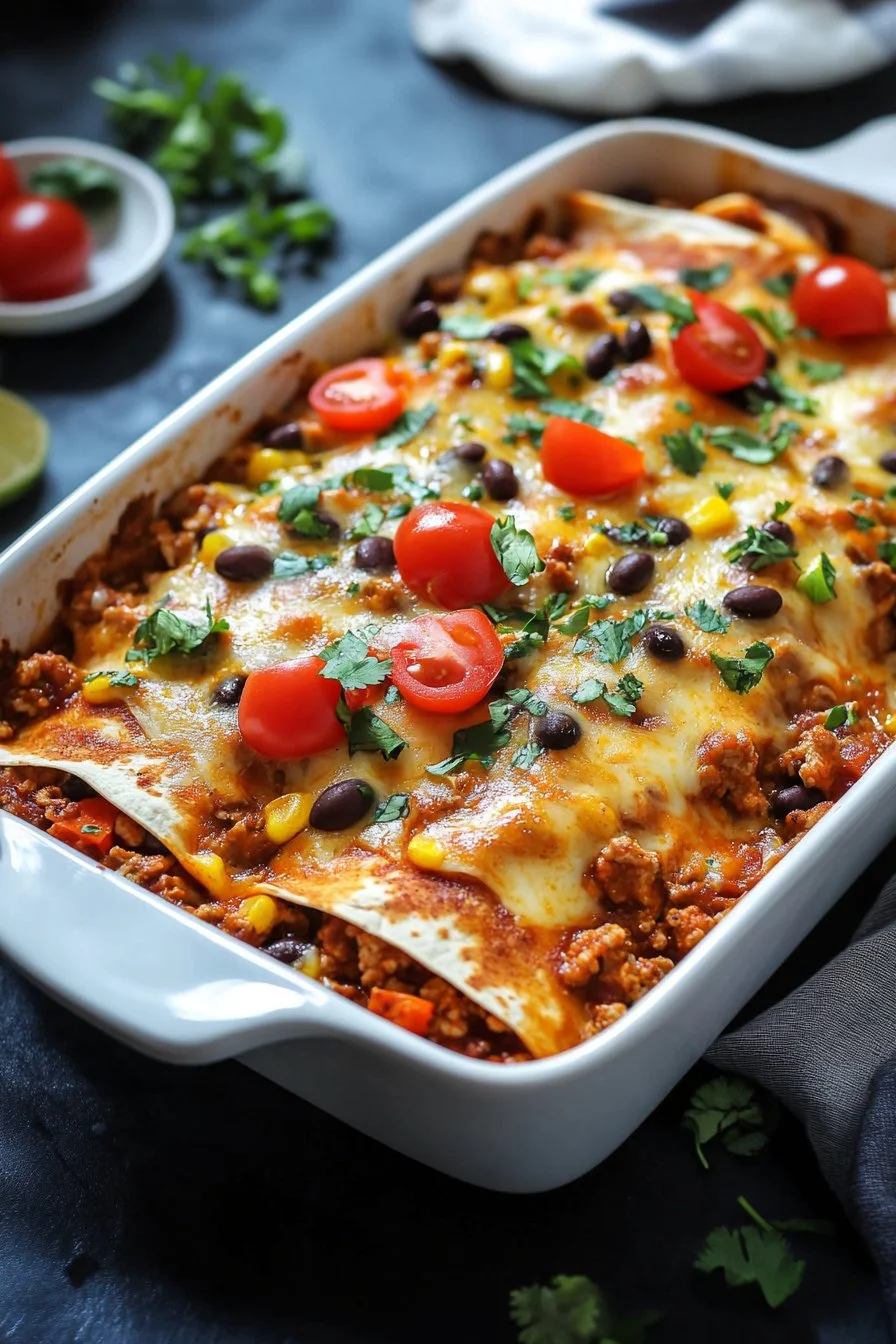 Ground Turkey Black Bean Enchiladas