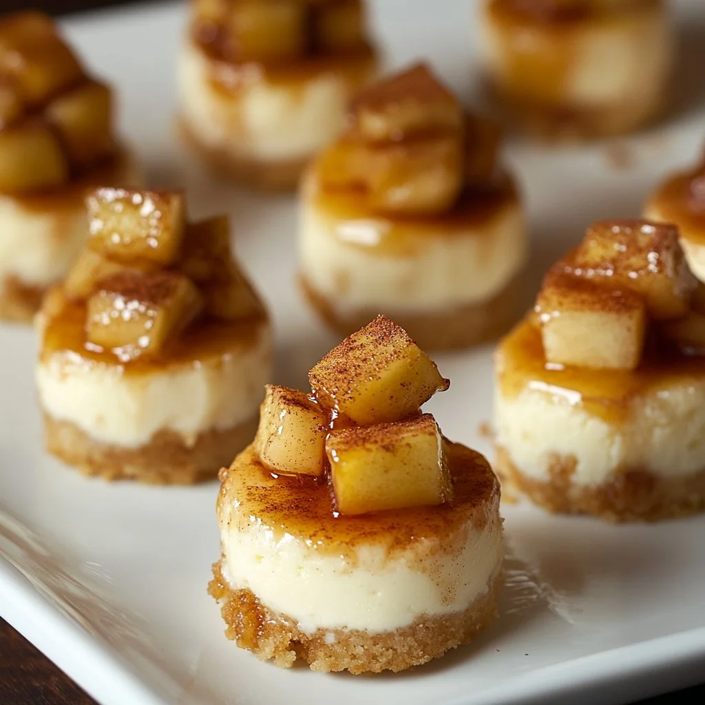 Delicious Apple Crisp Mini Cheesecakes with crumbly topping