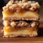 Apple Crisp Shortbread Bars topped with cinnamon and oats for a sweet dessert