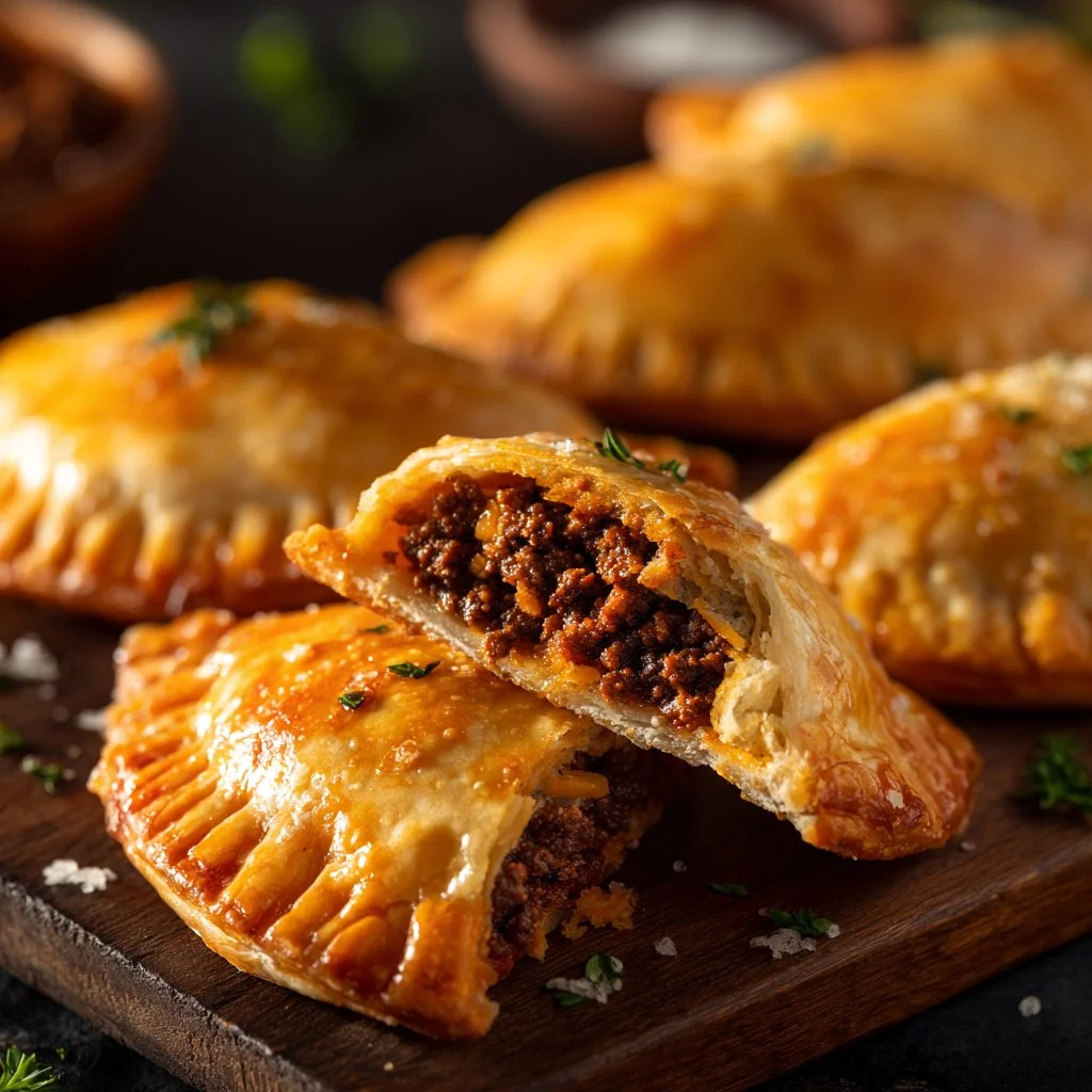 Delicious beef and cheese empanadas served on a plate