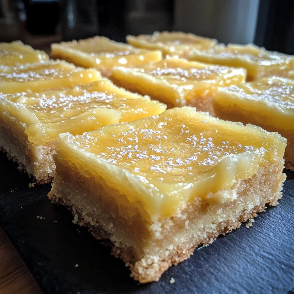 Delicious lemon shortbread bars on a plate, ready to enjoy.