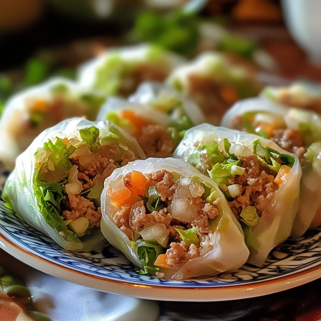 Big Mac Rice Paper Rolls served on a platter with fresh ingredients