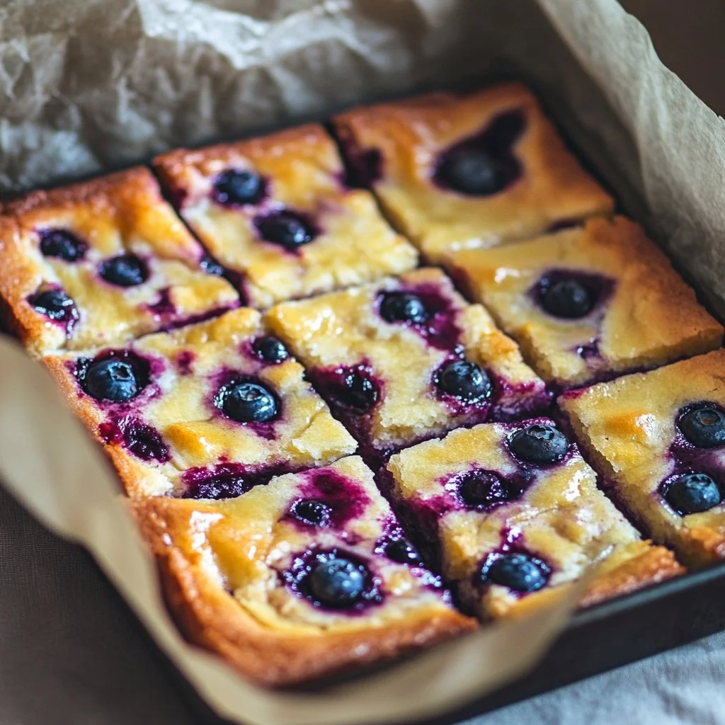 Freshly baked blueberry lemon muffins on a cooling rack
