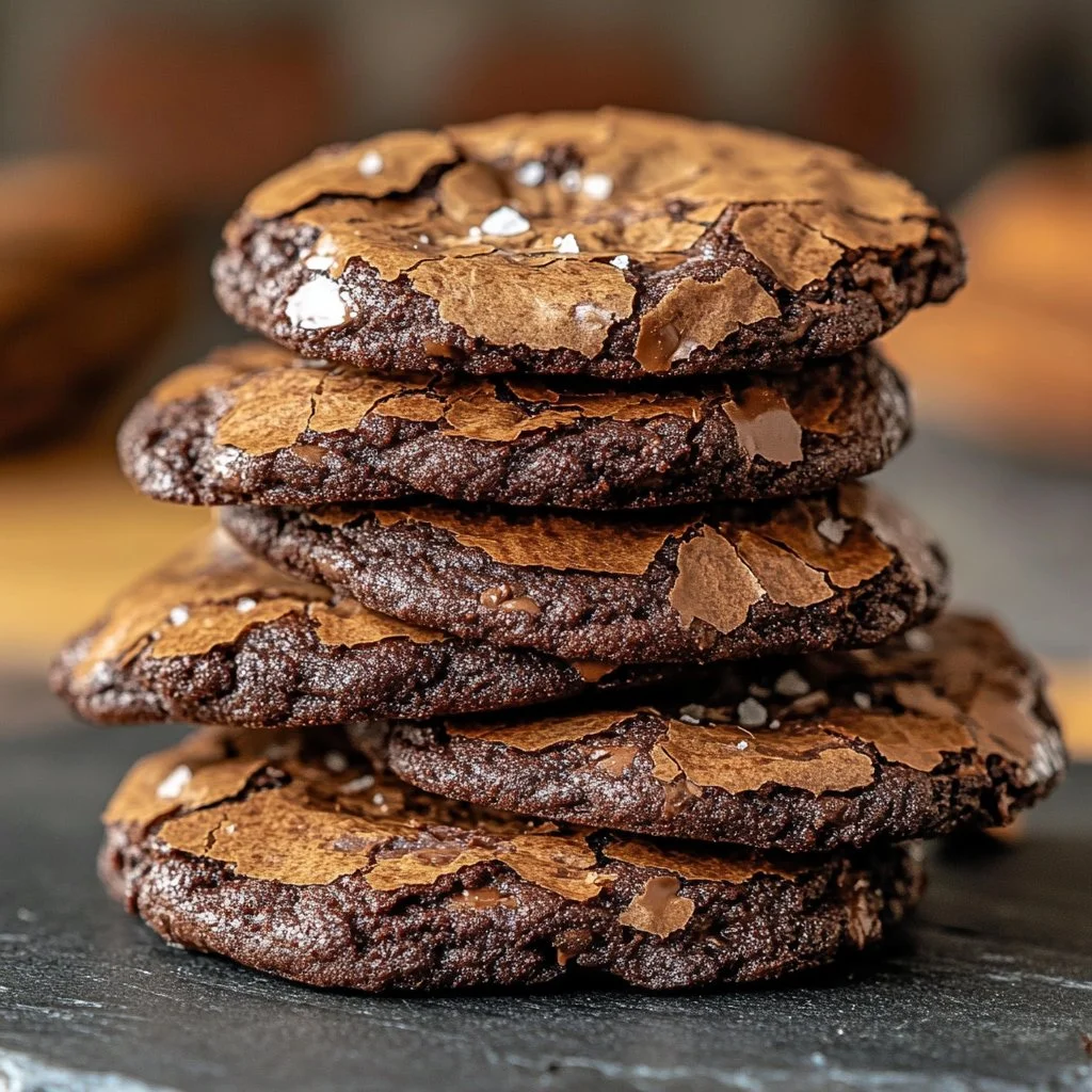 Delicious brownie cookies on a plate, showcasing their rich chocolate texture.