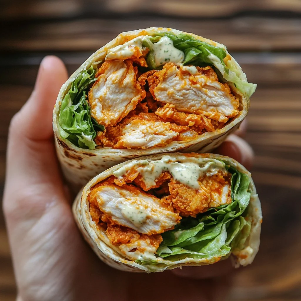 Buffalo Chicken Wrap filled with spicy chicken and fresh veggies