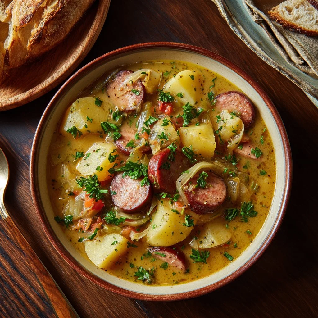 Bowl of delicious Cajun Potato Soup garnished with green onions