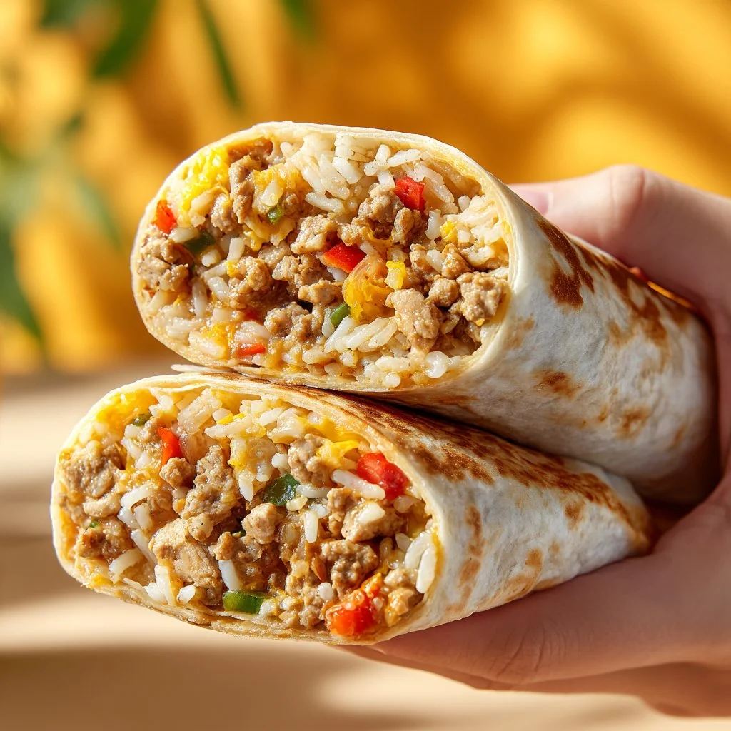 Delicious cheesy chicken burritos filled with cheese and spices