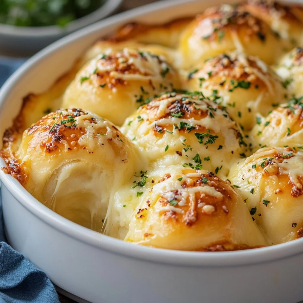 Cheesy Hawaiian roll garlic bread fresh out of the oven, golden and delicious