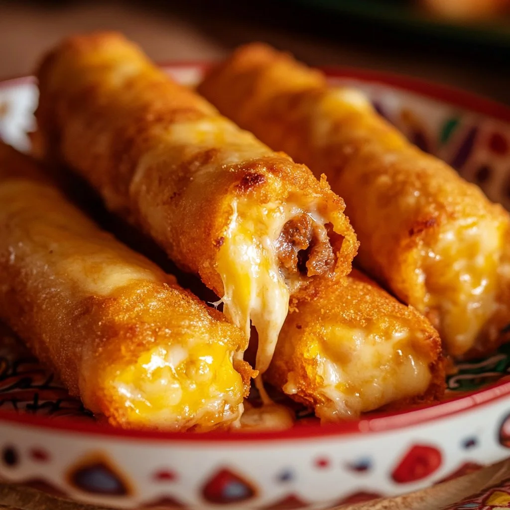 Plate of cheesy taco sticks with melted cheese and toppings.