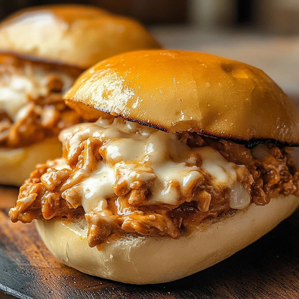 Recipe for Chicken Alfredo Sloppy Joes with creamy sauce and tender chicken