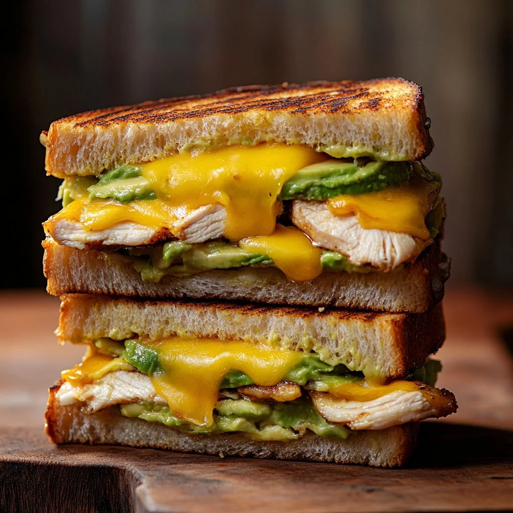 Delicious Chicken Avocado Melt Sandwich with creamy avocado and grilled chicken