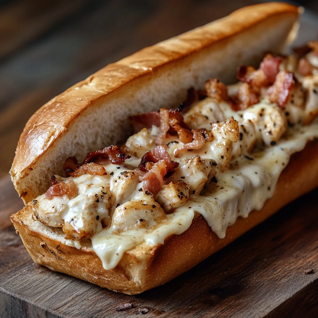 Delicious Chicken Bacon Ranch Sandwich with crispy bacon and zesty ranch dressing