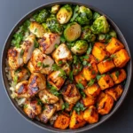 Delicious Chicken Dinner Bowl with fresh vegetables and grains