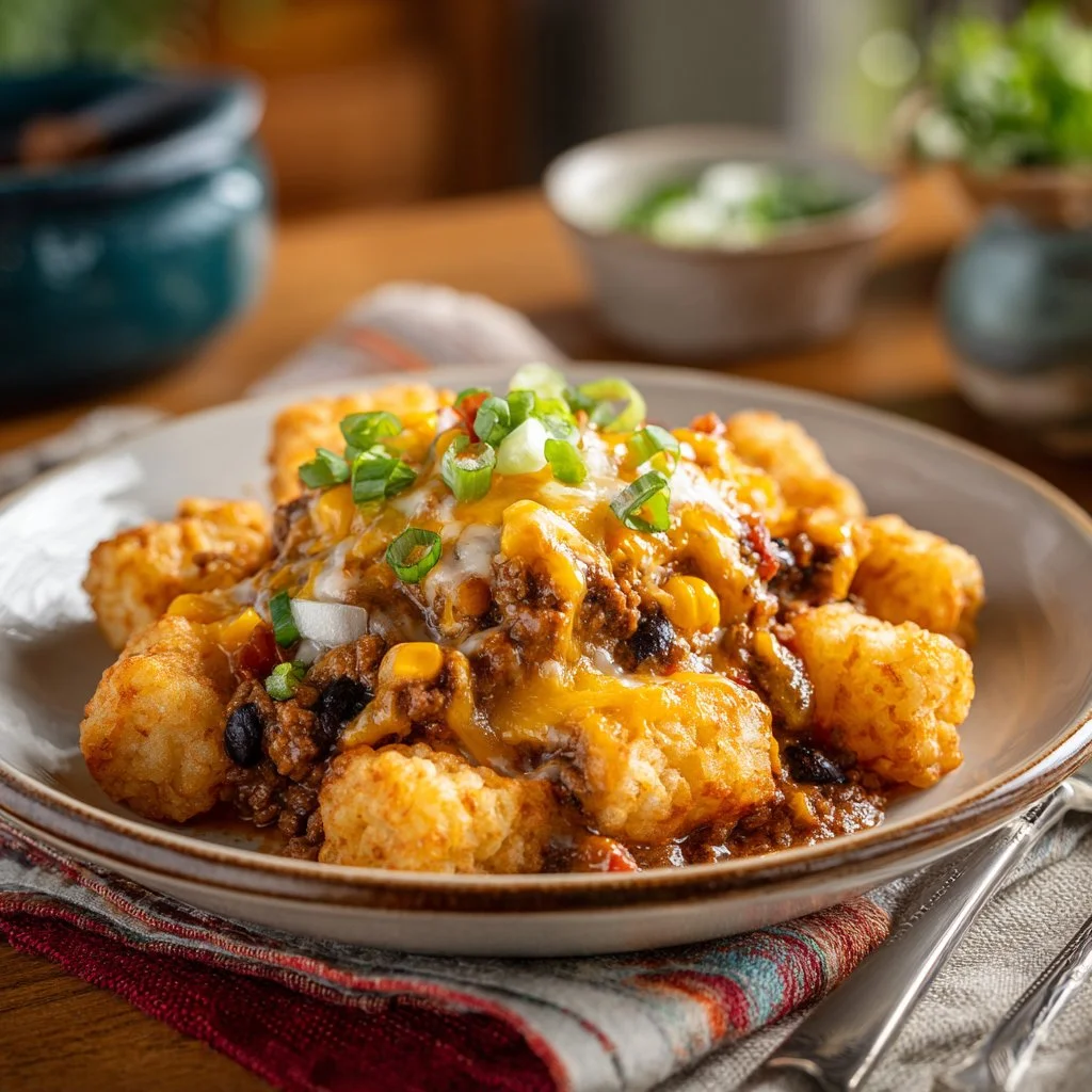 Delicious homemade Cowboy Casserole served in a dish