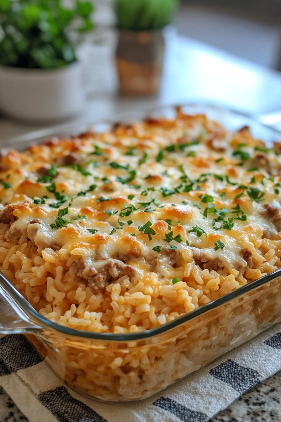 Cheesy Hamburger Rice Casserole