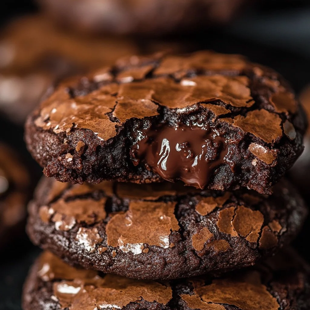Decadent chocolate lava brownie cookies with gooey centers