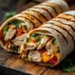 Savory Garlic Chicken Wraps filled with fresh ingredients and herbs.