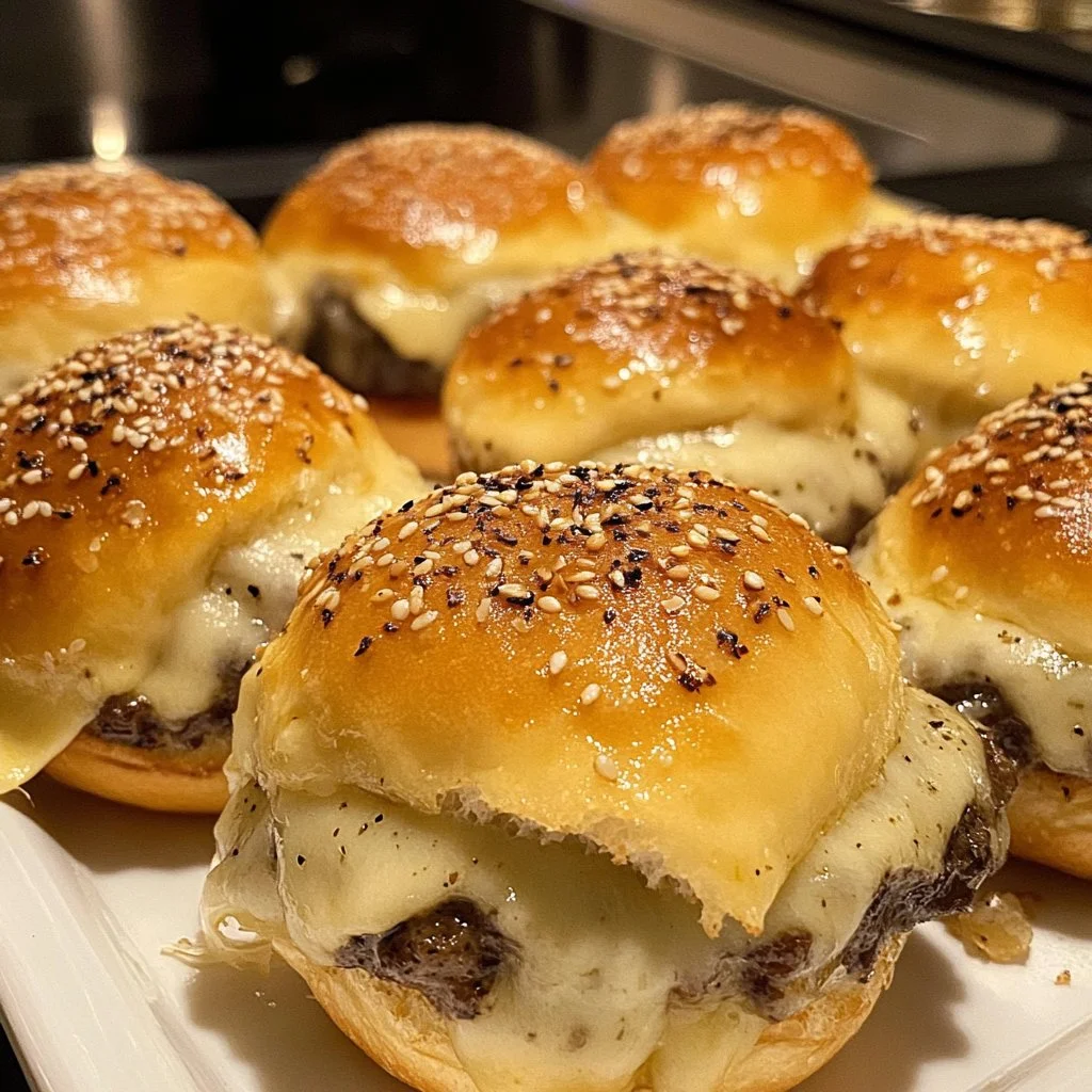 Delicious Garlic Parmesan Cheeseburger Bombs served on a plate