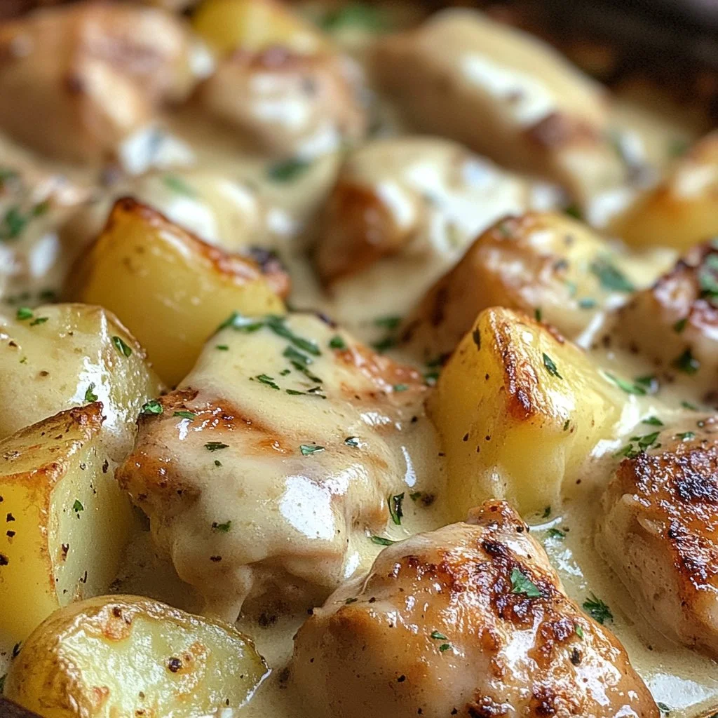 Delicious garlic parmesan chicken and potatoes prepared in a crockpot