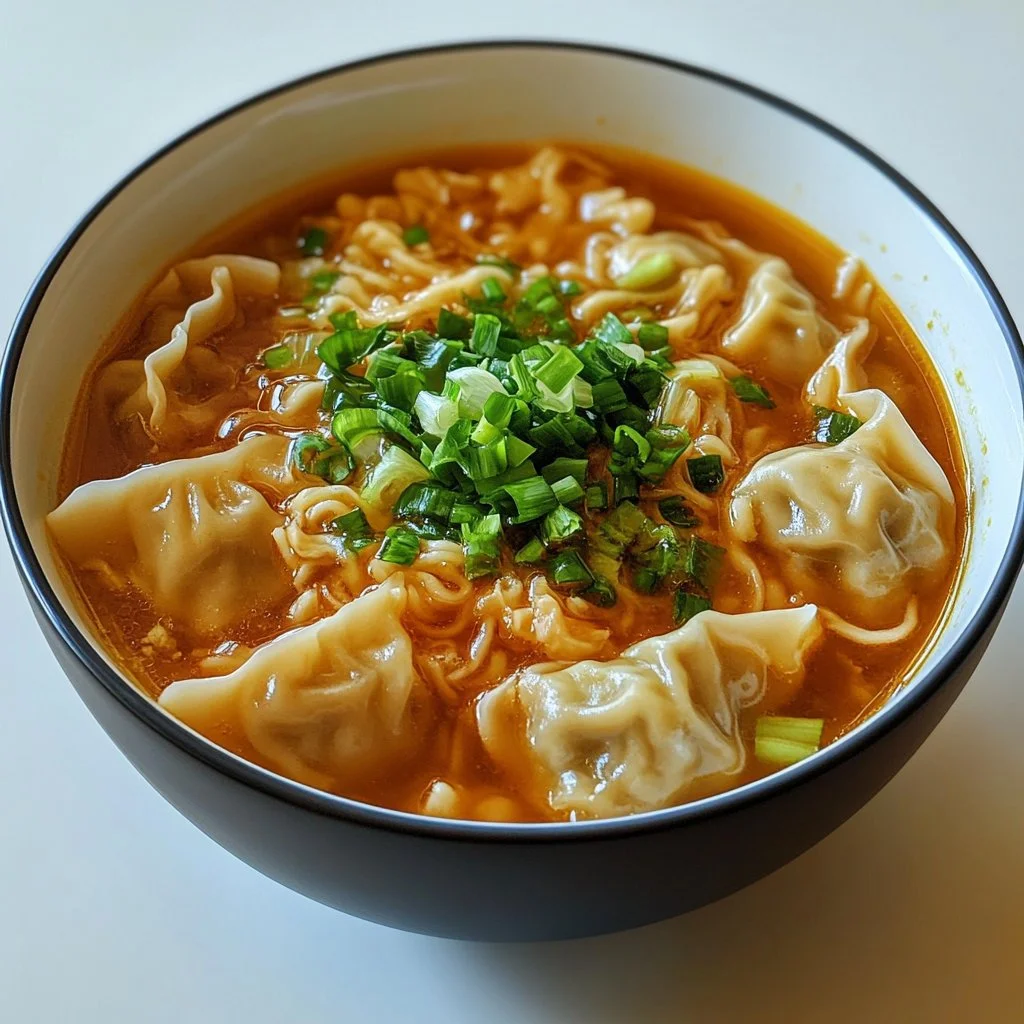 Delicious Gyoza Soup with dumplings in a savory broth