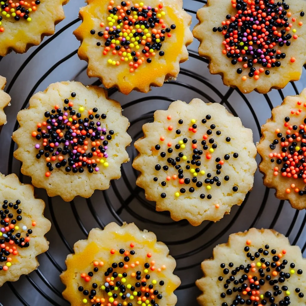 Delicious Halloween shortbread cookies decorated for spooky celebrations