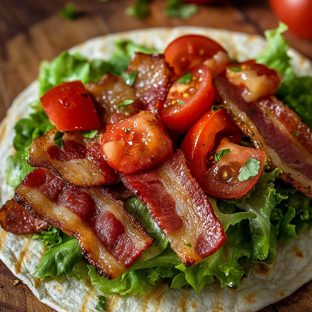 Healthy BLT wraps with fresh ingredients and secret sauce
