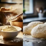 Freshly baked instant yeast bread loaf on a wooden cutting board.