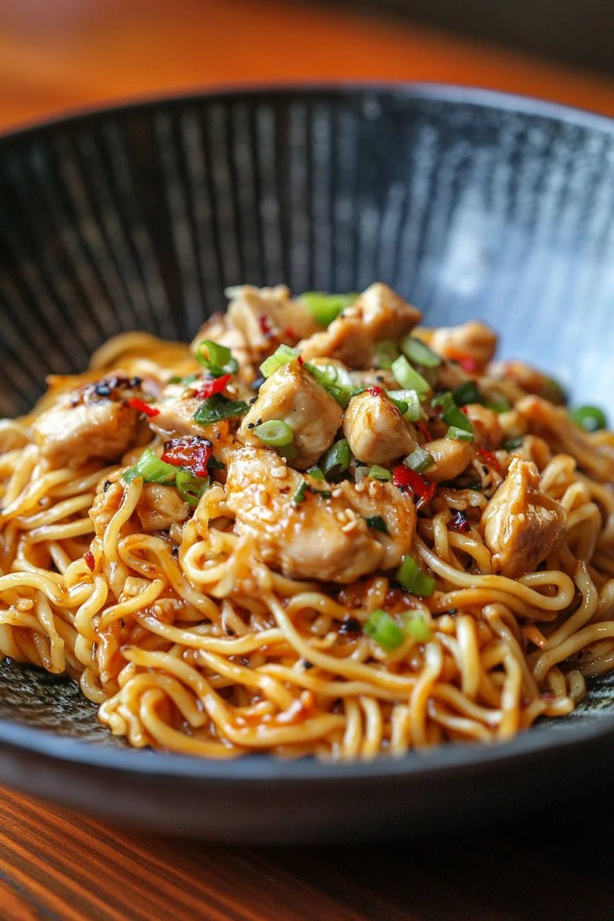 Sticky Garlic Chicken Noodles
