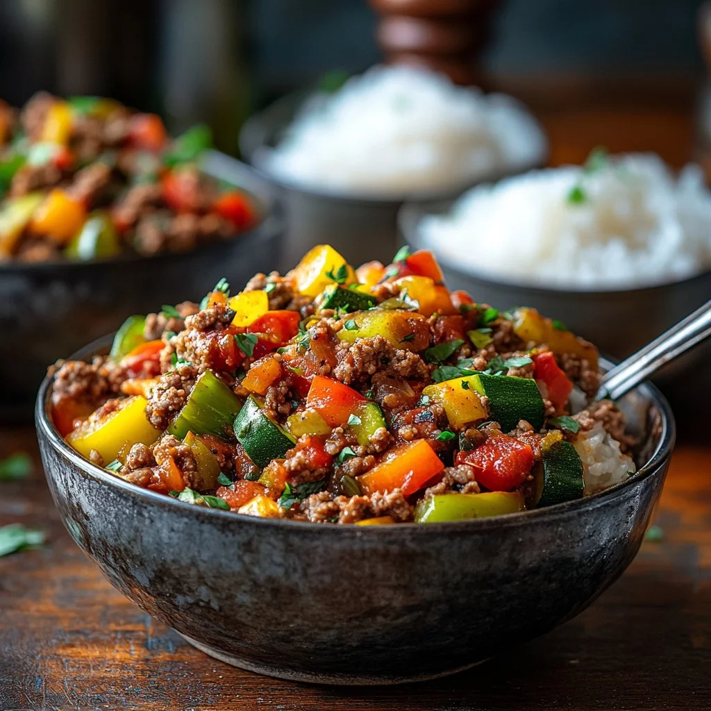 Delicious meal prep unstuffed pepper bowls with vibrant vegetables and ingredients