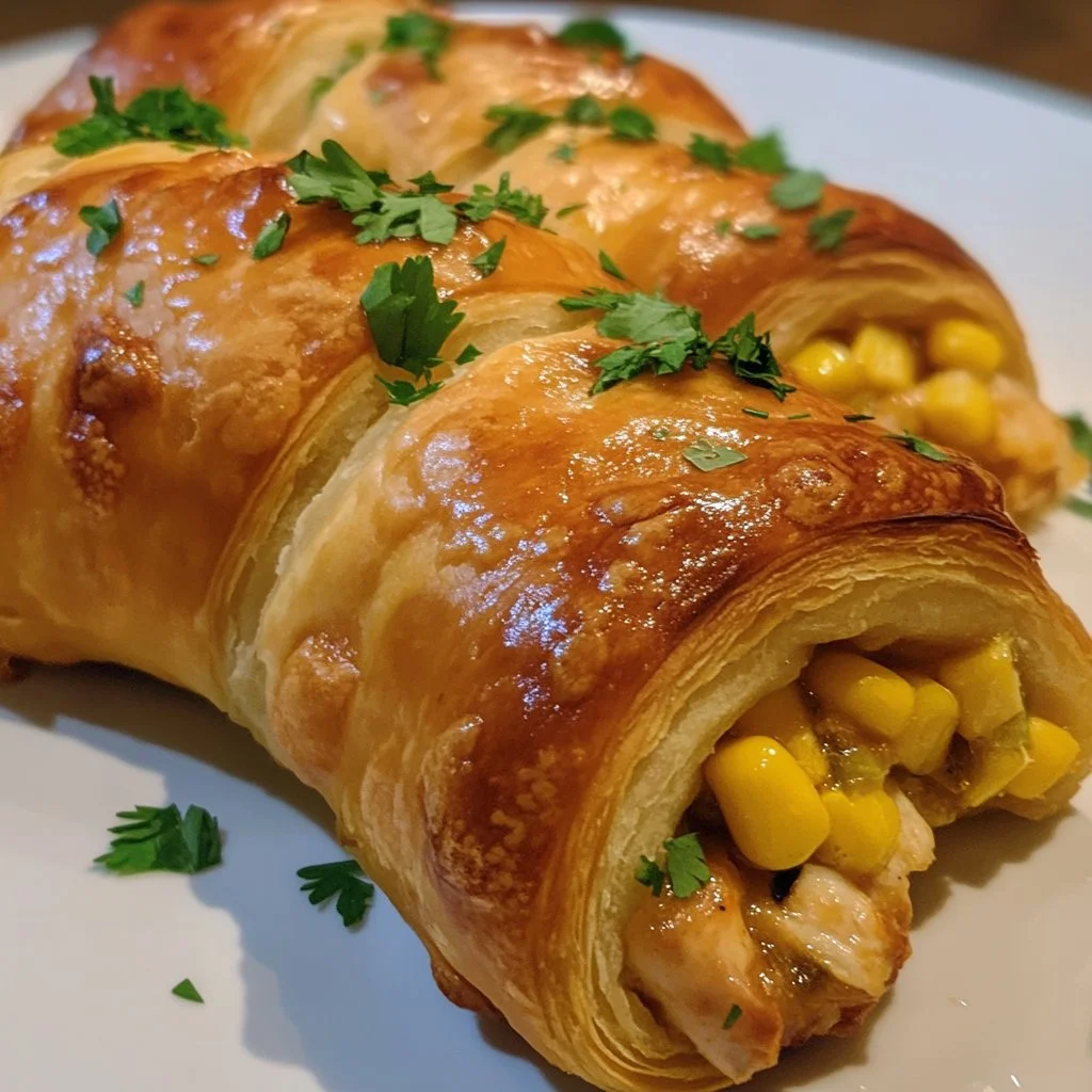 Melt-in-your-mouth cheesy chicken crescent roll served on a plate