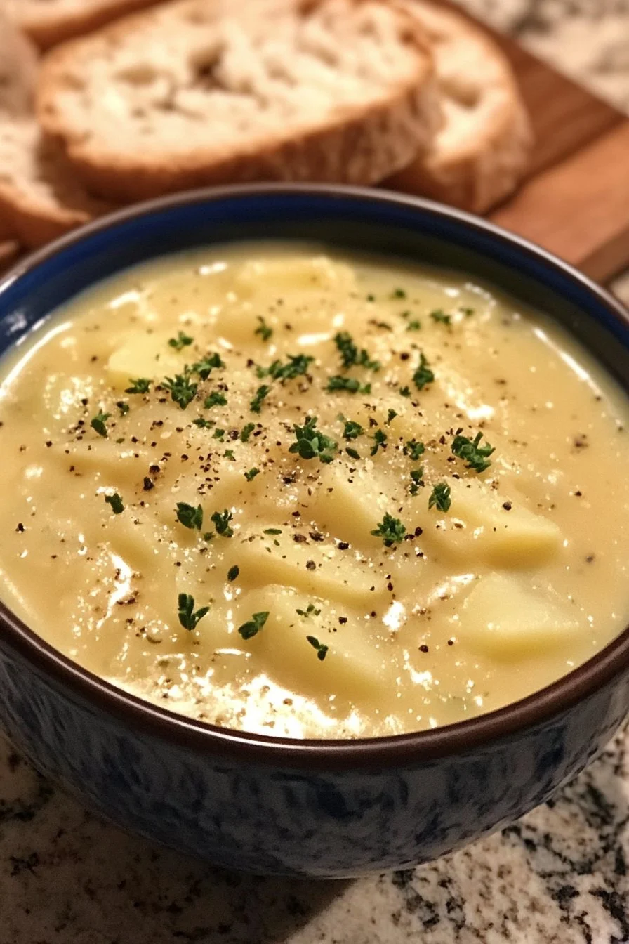 Hearty Cheddar Garlic Herb Potato Soup Recipe