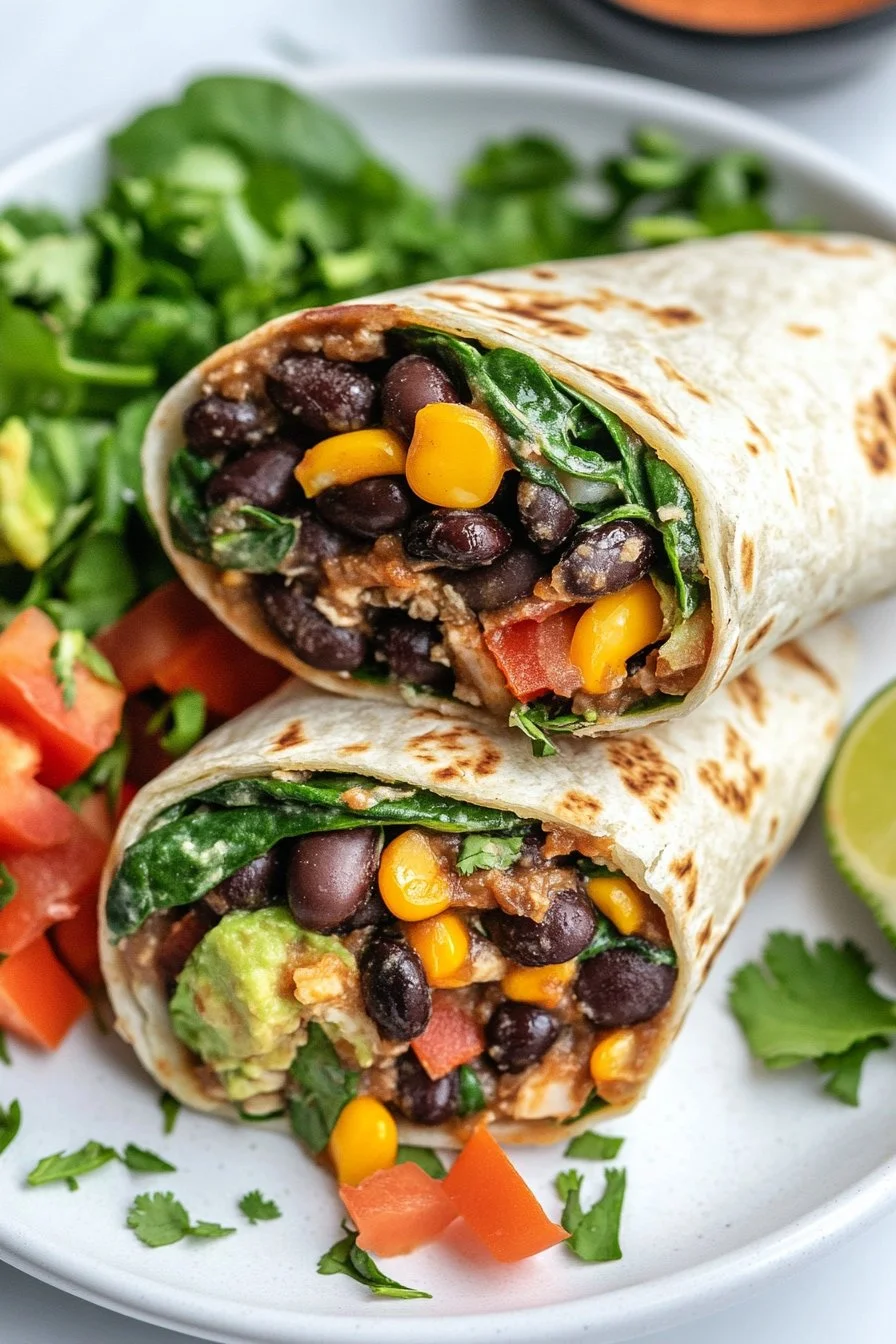 15 Minute Black Bean and Spinach Burritos