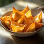 Crispy rice paper crab rangoons filled with creamy crab filling