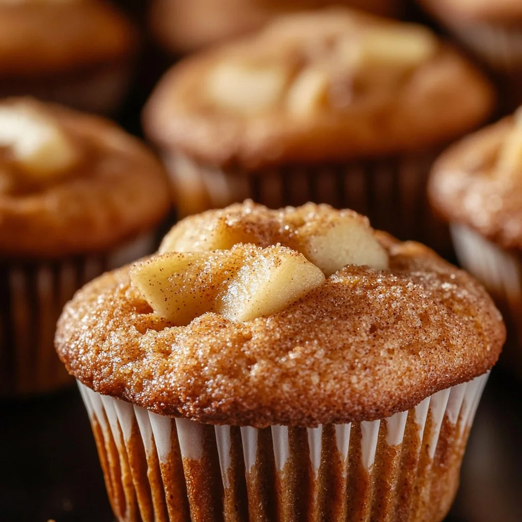 Soft apple cinnamon muffins fresh out of the oven, perfect for breakfast.