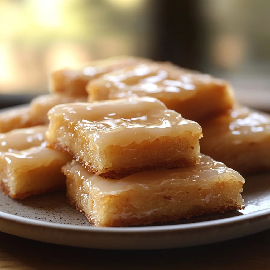 Soft baked maple donut bars topped with maple glaze