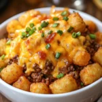 Delicious Tater Tot Casserole served hot from the oven.